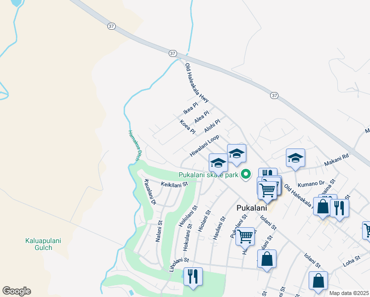 map of restaurants, bars, coffee shops, grocery stores, and more near 157 Alohi Place in Makawao