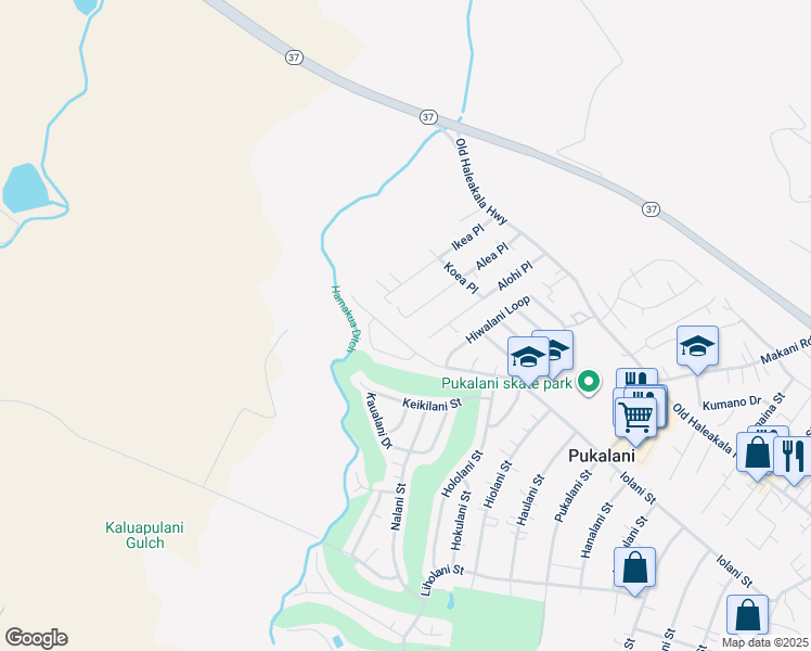 map of restaurants, bars, coffee shops, grocery stores, and more near 190 Alea Place in Makawao