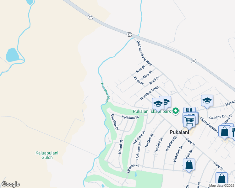 map of restaurants, bars, coffee shops, grocery stores, and more near 2693 Iolani Street in Makawao