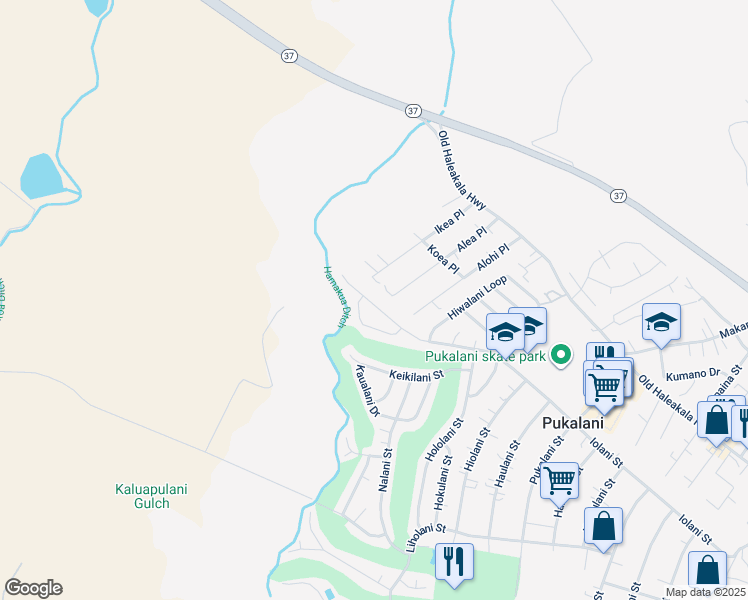 map of restaurants, bars, coffee shops, grocery stores, and more near 2693 Iolani Street in Makawao