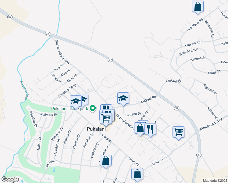 map of restaurants, bars, coffee shops, grocery stores, and more near 57 Ihea Place in Makawao