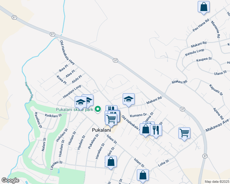 map of restaurants, bars, coffee shops, grocery stores, and more near 66 Kumano Drive in Makawao