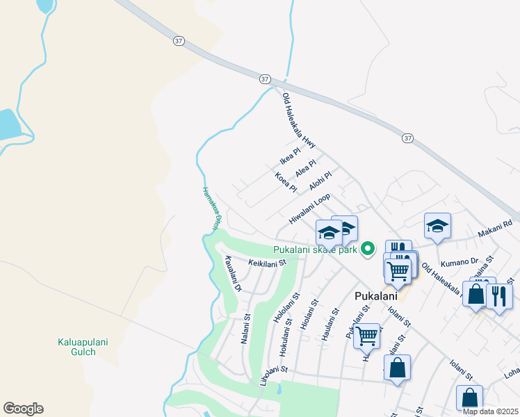 map of restaurants, bars, coffee shops, grocery stores, and more near 177 Alea Place in Makawao