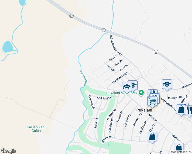 map of restaurants, bars, coffee shops, grocery stores, and more near 192 Alea Place in Makawao