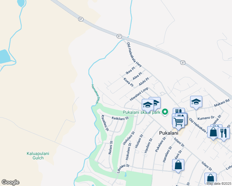 map of restaurants, bars, coffee shops, grocery stores, and more near 177 Alea Place in Makawao