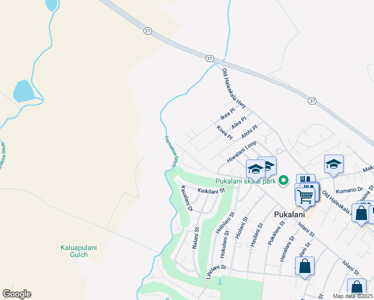 map of restaurants, bars, coffee shops, grocery stores, and more near 2677 Iolani Street in Makawao