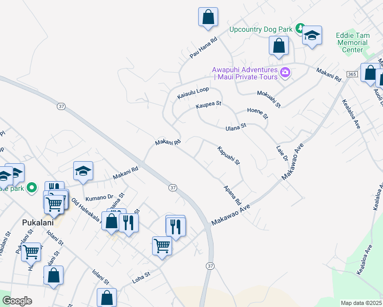 map of restaurants, bars, coffee shops, grocery stores, and more near 210 Apana Road in Makawao