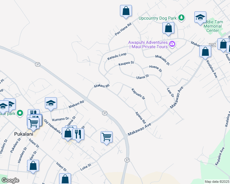 map of restaurants, bars, coffee shops, grocery stores, and more near 210 Apana Road in Makawao