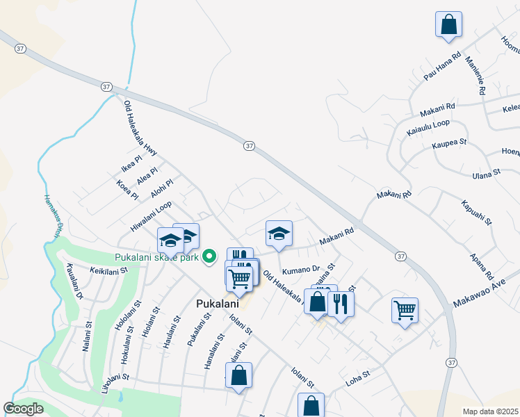 map of restaurants, bars, coffee shops, grocery stores, and more near 120 Awakea Loop in Makawao
