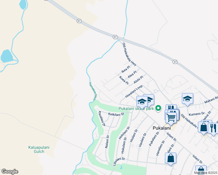 map of restaurants, bars, coffee shops, grocery stores, and more near 178 Alea Place in Makawao
