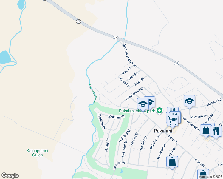 map of restaurants, bars, coffee shops, grocery stores, and more near 168 Alea Place in Makawao