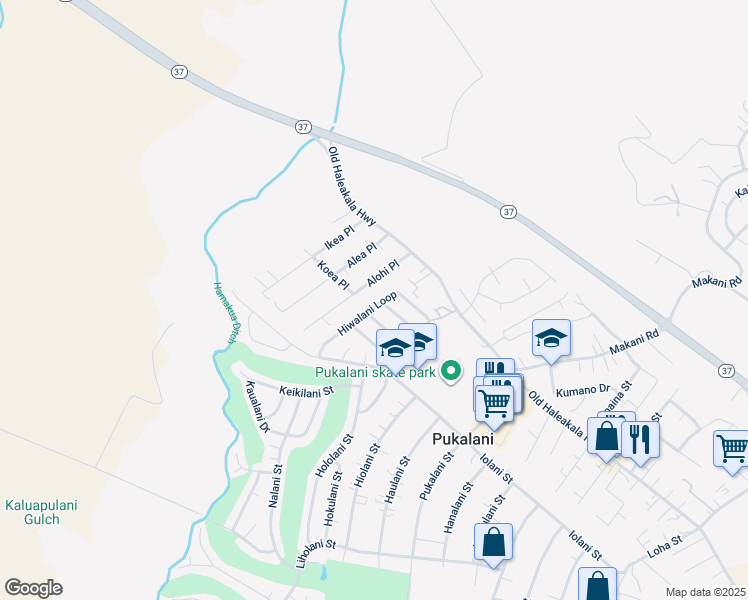 map of restaurants, bars, coffee shops, grocery stores, and more near 119 Hiwalani Loop in Makawao