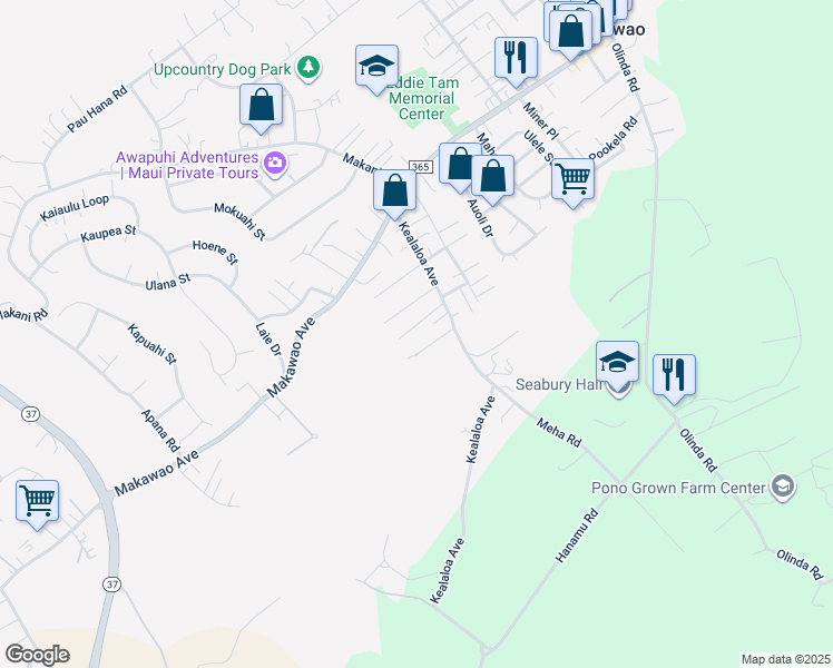 map of restaurants, bars, coffee shops, grocery stores, and more near 726 Pelenaka Place in Makawao