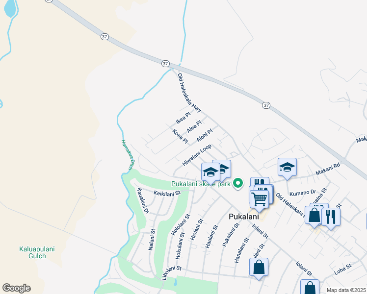 map of restaurants, bars, coffee shops, grocery stores, and more near 120 Alohi Place in Makawao