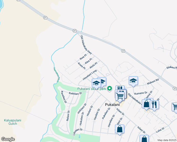 map of restaurants, bars, coffee shops, grocery stores, and more near 97 Alohi Place in Makawao