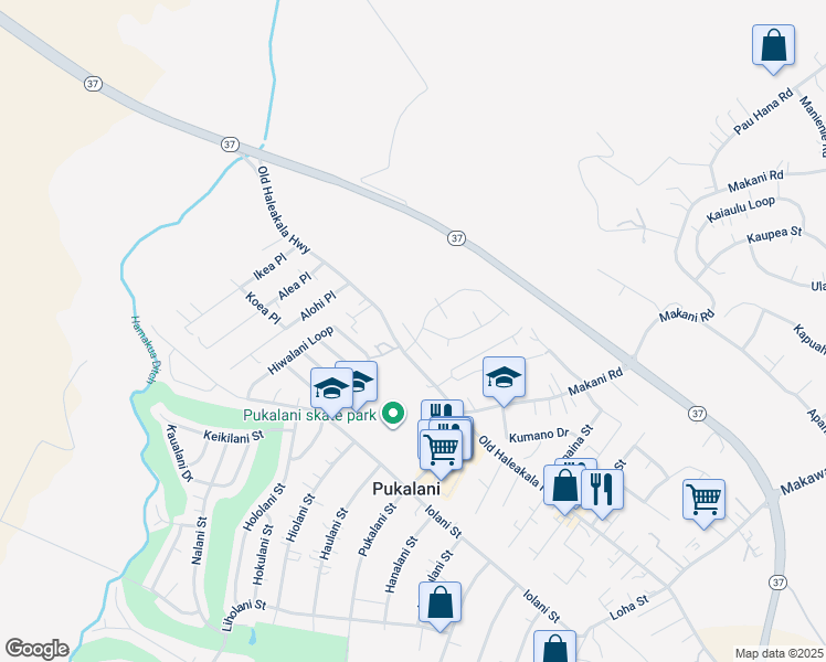 map of restaurants, bars, coffee shops, grocery stores, and more near 10 North Hiena Place in Makawao