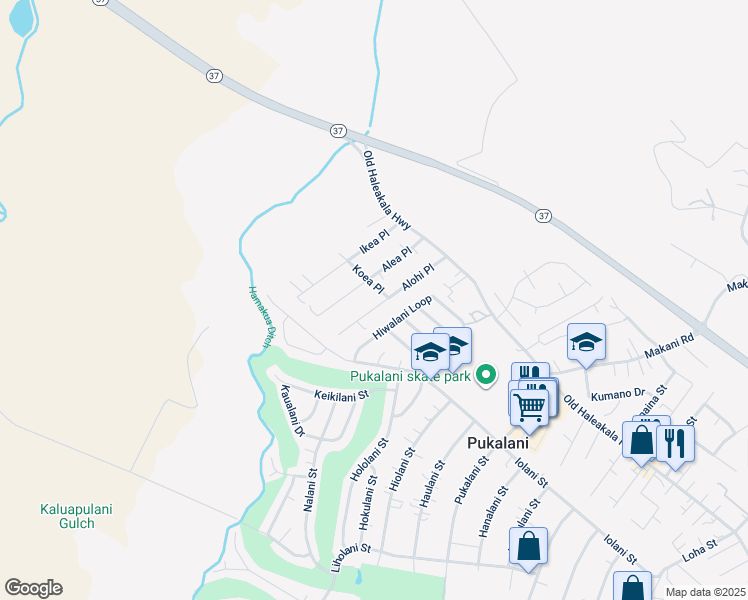 map of restaurants, bars, coffee shops, grocery stores, and more near 120 Alohi Place in Makawao
