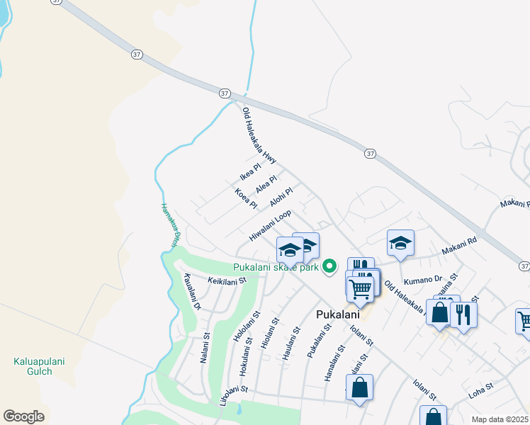 map of restaurants, bars, coffee shops, grocery stores, and more near 97 Alohi Place in Makawao
