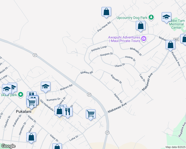 map of restaurants, bars, coffee shops, grocery stores, and more near 260 Kapuahi Street in Makawao
