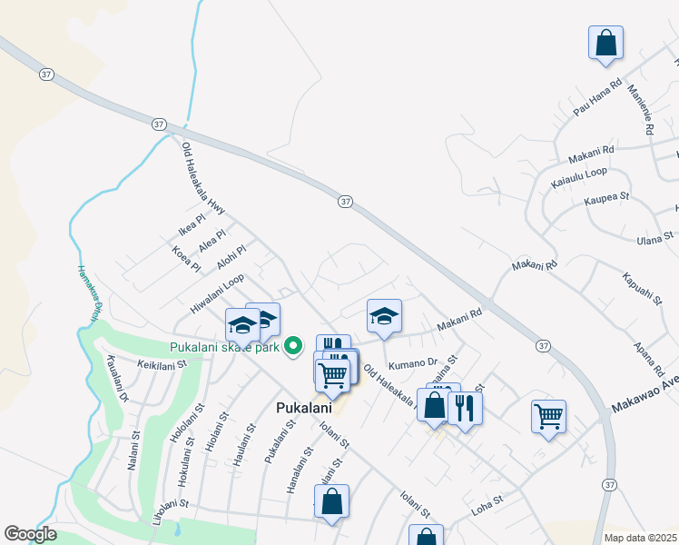 map of restaurants, bars, coffee shops, grocery stores, and more near 30 Kaapeha Place in Makawao