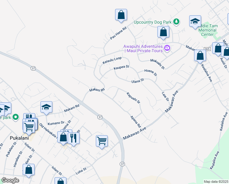 map of restaurants, bars, coffee shops, grocery stores, and more near 1531 Haliimaile Road in Makawao