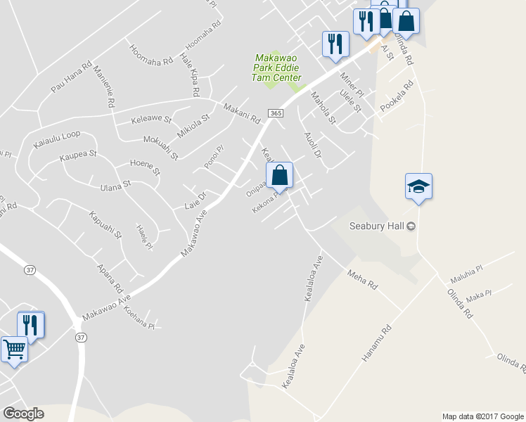 map of restaurants, bars, coffee shops, grocery stores, and more near 720 Kekona Place in Makawao