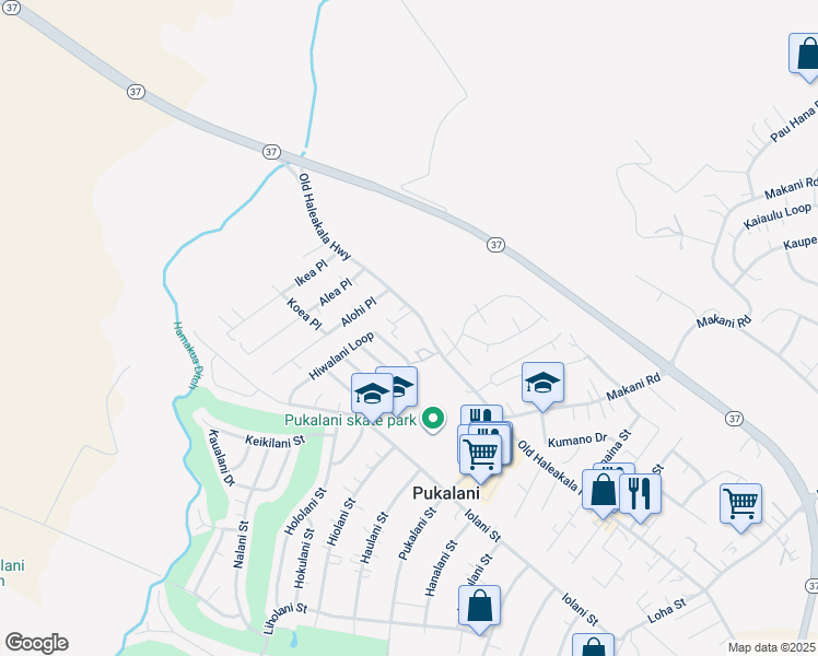 map of restaurants, bars, coffee shops, grocery stores, and more near 15 Pahaa Place in Makawao