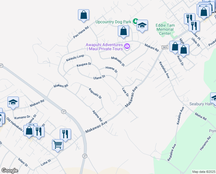map of restaurants, bars, coffee shops, grocery stores, and more near 330 Kaupea Street in Makawao