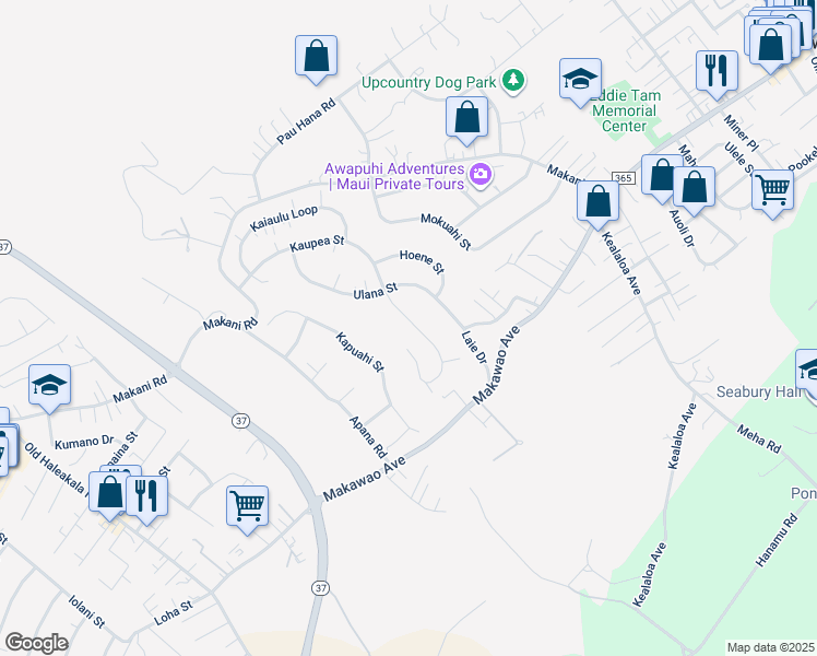 map of restaurants, bars, coffee shops, grocery stores, and more near 330 Kaupea Street in Makawao
