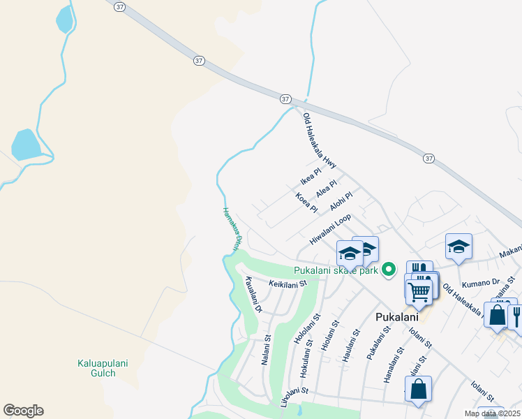 map of restaurants, bars, coffee shops, grocery stores, and more near Ikea Place in Pukalani