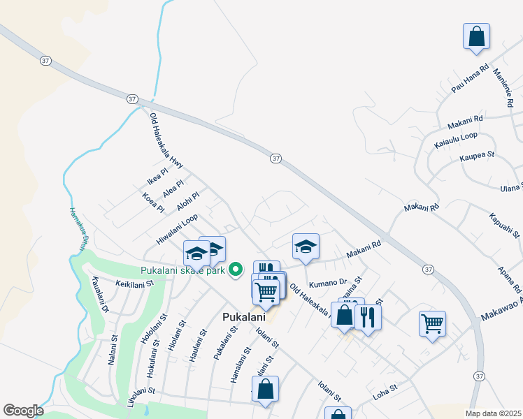 map of restaurants, bars, coffee shops, grocery stores, and more near 60 Piimauna Street in Makawao