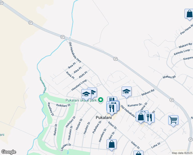 map of restaurants, bars, coffee shops, grocery stores, and more near 15 Pahaa Place in Makawao