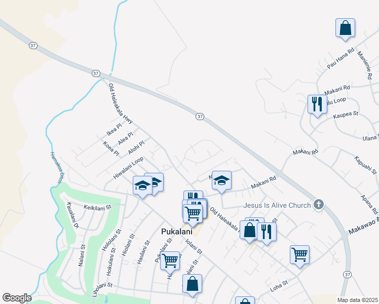 map of restaurants, bars, coffee shops, grocery stores, and more near 60 Piimauna Street in Makawao