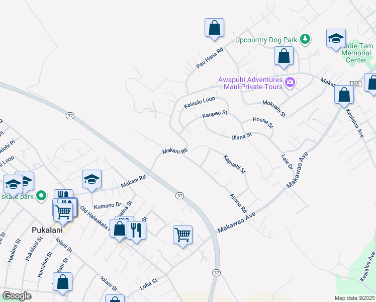 map of restaurants, bars, coffee shops, grocery stores, and more near 254 Kapuahi Street in Makawao