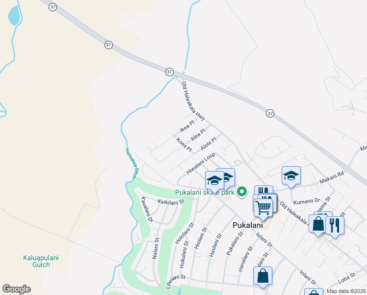map of restaurants, bars, coffee shops, grocery stores, and more near 107 Alea Place in Makawao