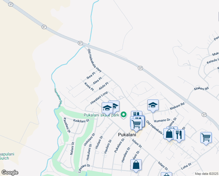 map of restaurants, bars, coffee shops, grocery stores, and more near 30 Pahaa Place in Makawao