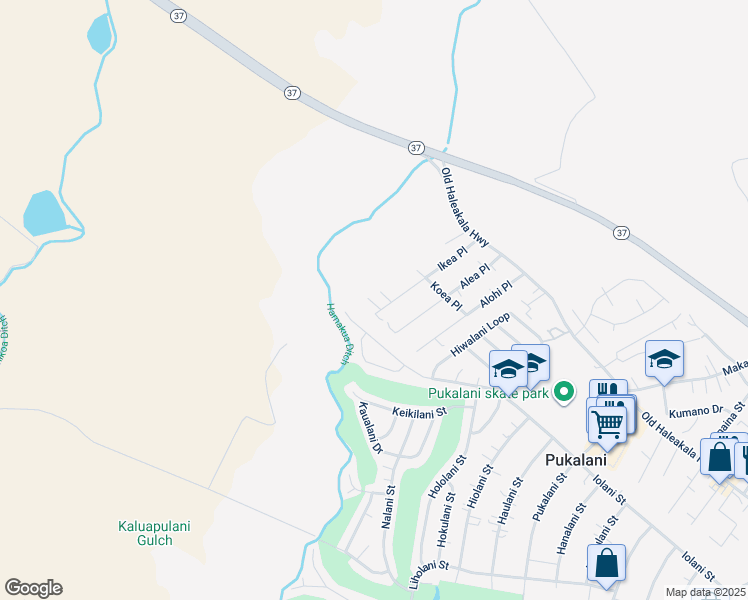 map of restaurants, bars, coffee shops, grocery stores, and more near Ikea Place in Pukalani