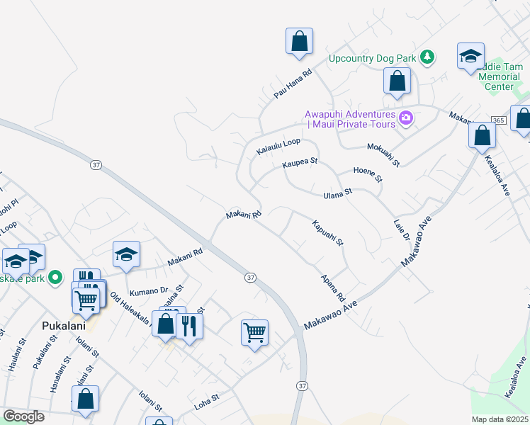 map of restaurants, bars, coffee shops, grocery stores, and more near 254 Kapuahi Street in Makawao