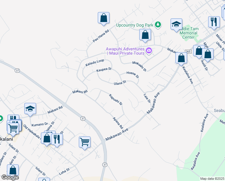 map of restaurants, bars, coffee shops, grocery stores, and more near 160 Kapuahi Street in Makawao