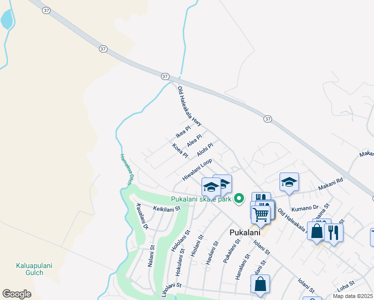 map of restaurants, bars, coffee shops, grocery stores, and more near 85 Alea Place in Makawao