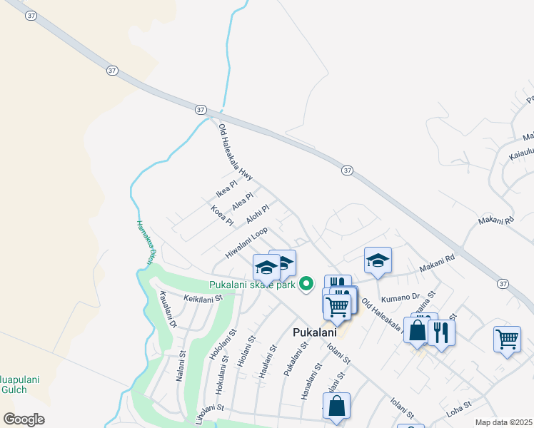 map of restaurants, bars, coffee shops, grocery stores, and more near 37 Alohi Place in Makawao