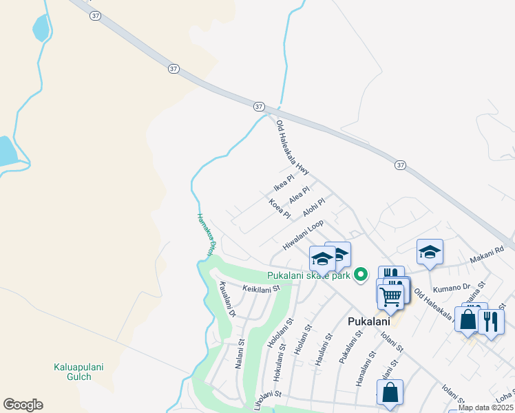 map of restaurants, bars, coffee shops, grocery stores, and more near 123 Ikea Place in Makawao