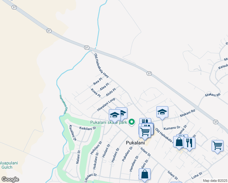 map of restaurants, bars, coffee shops, grocery stores, and more near 37 Alohi Place in Makawao