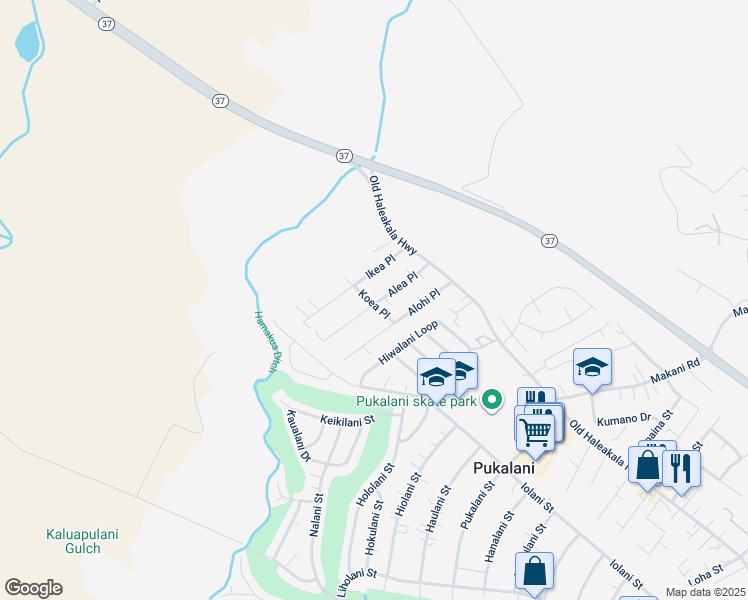 map of restaurants, bars, coffee shops, grocery stores, and more near 2851 Koea Place in Makawao