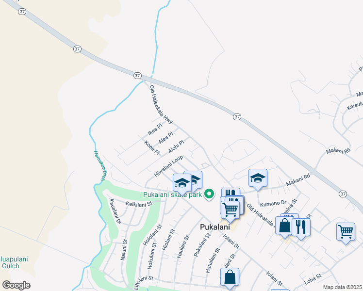 map of restaurants, bars, coffee shops, grocery stores, and more near 37 Alohi Place in Makawao