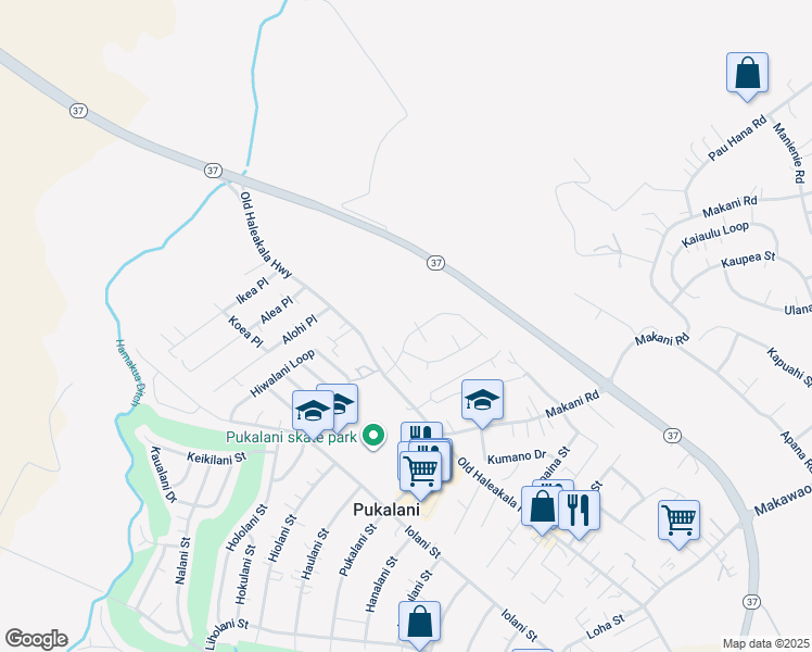 map of restaurants, bars, coffee shops, grocery stores, and more near 65 Piimauna Street in Makawao
