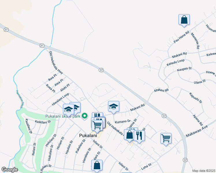 map of restaurants, bars, coffee shops, grocery stores, and more near 150 Piimauna Street in Makawao