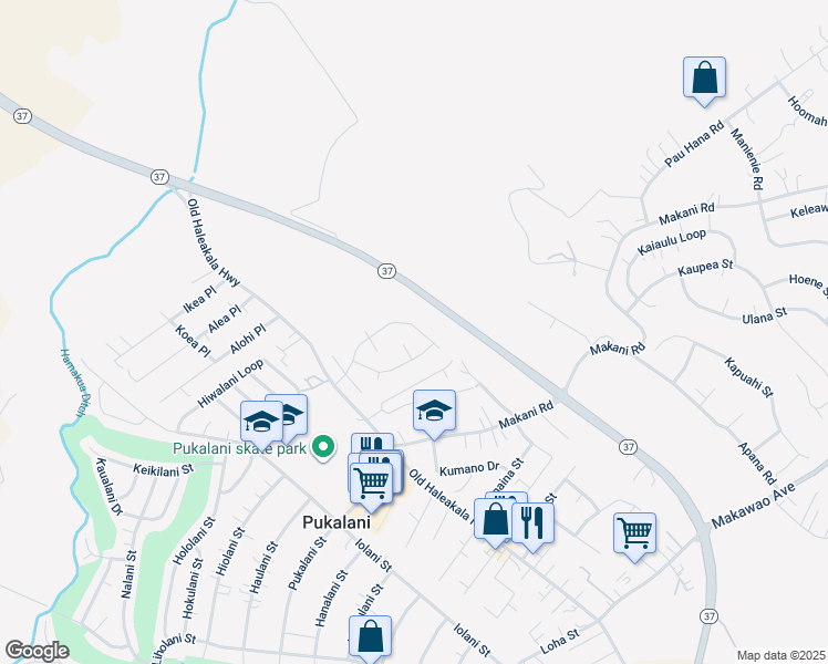 map of restaurants, bars, coffee shops, grocery stores, and more near 150 Piimauna Street in Makawao