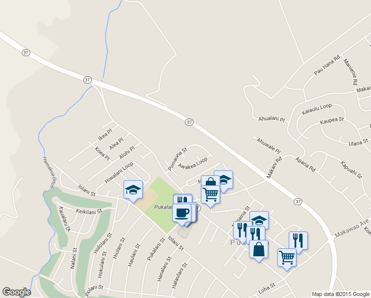 map of restaurants, bars, coffee shops, grocery stores, and more near 150 Piimauna Street in Makawao
