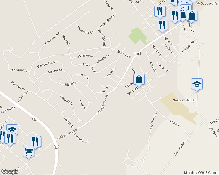 map of restaurants, bars, coffee shops, grocery stores, and more near 620 Laie Drive in Makawao